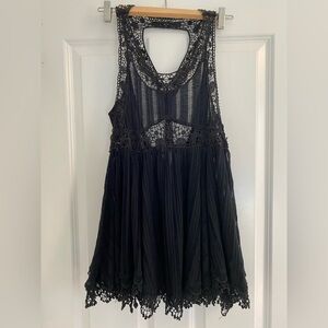 Free People Black Crochet Top Sz XS